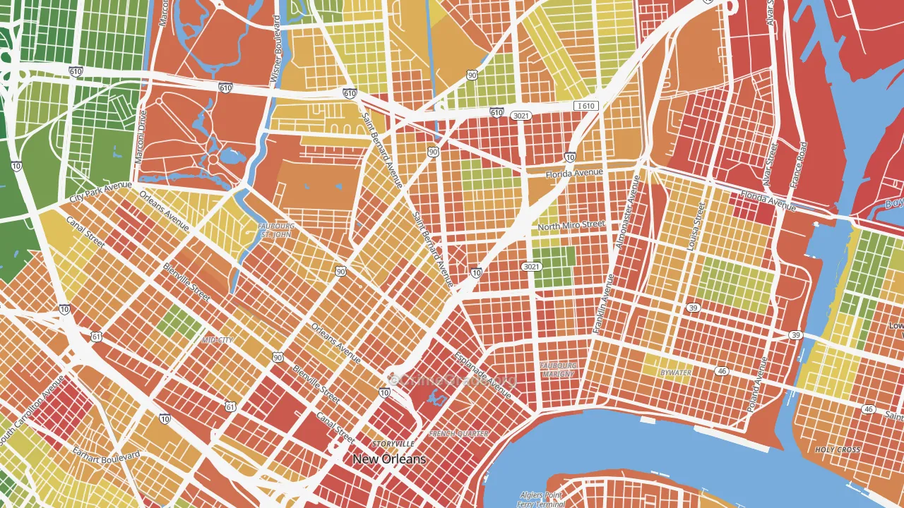 Seventh Ward, New Orleans, LA Map of Assault Rates