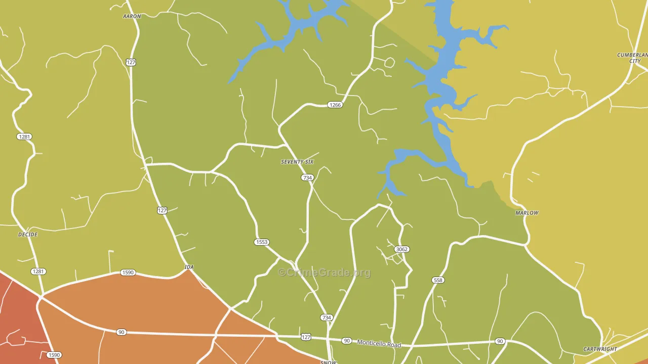 Seventy Six, KY Map of Assault Rates