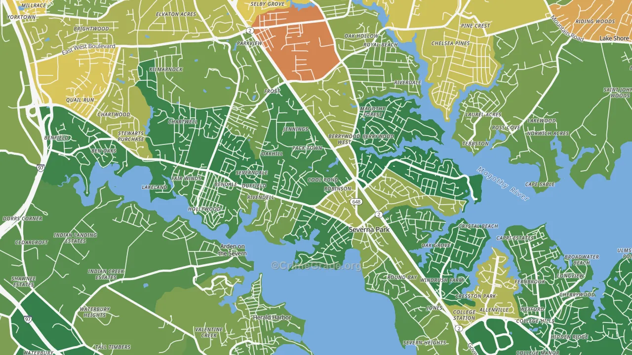 Severna Park, MD Map of Assault Rates