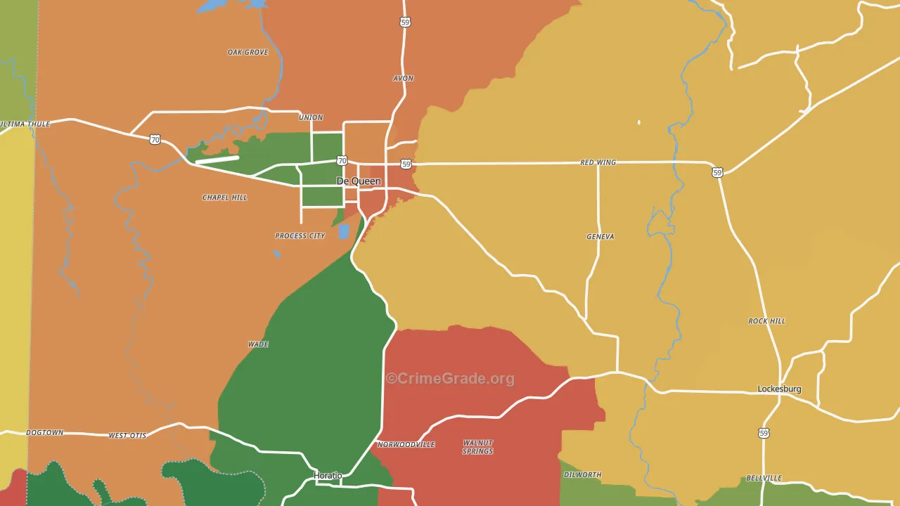 Sevier County, AR Map of Assault Rates