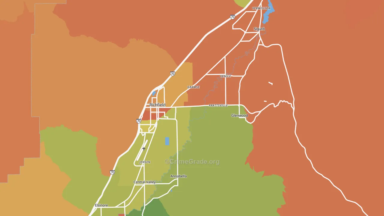 Sevier County, UT Map of Assault Rates