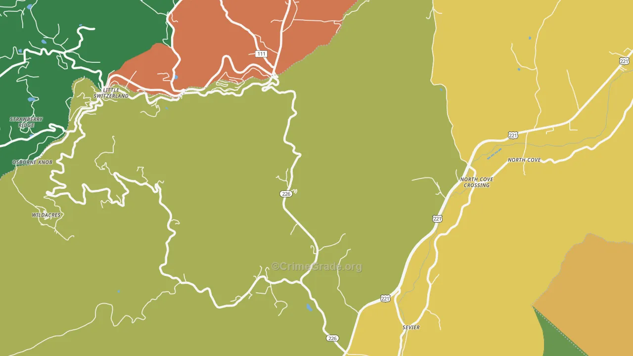 Sevier, NC Map of Assault Rates