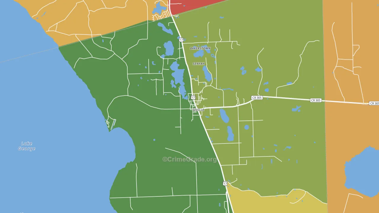 Seville, FL Map of Assault Rates
