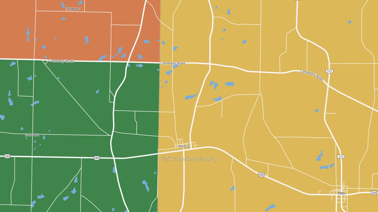 Seville, GA Map of Assault Rates