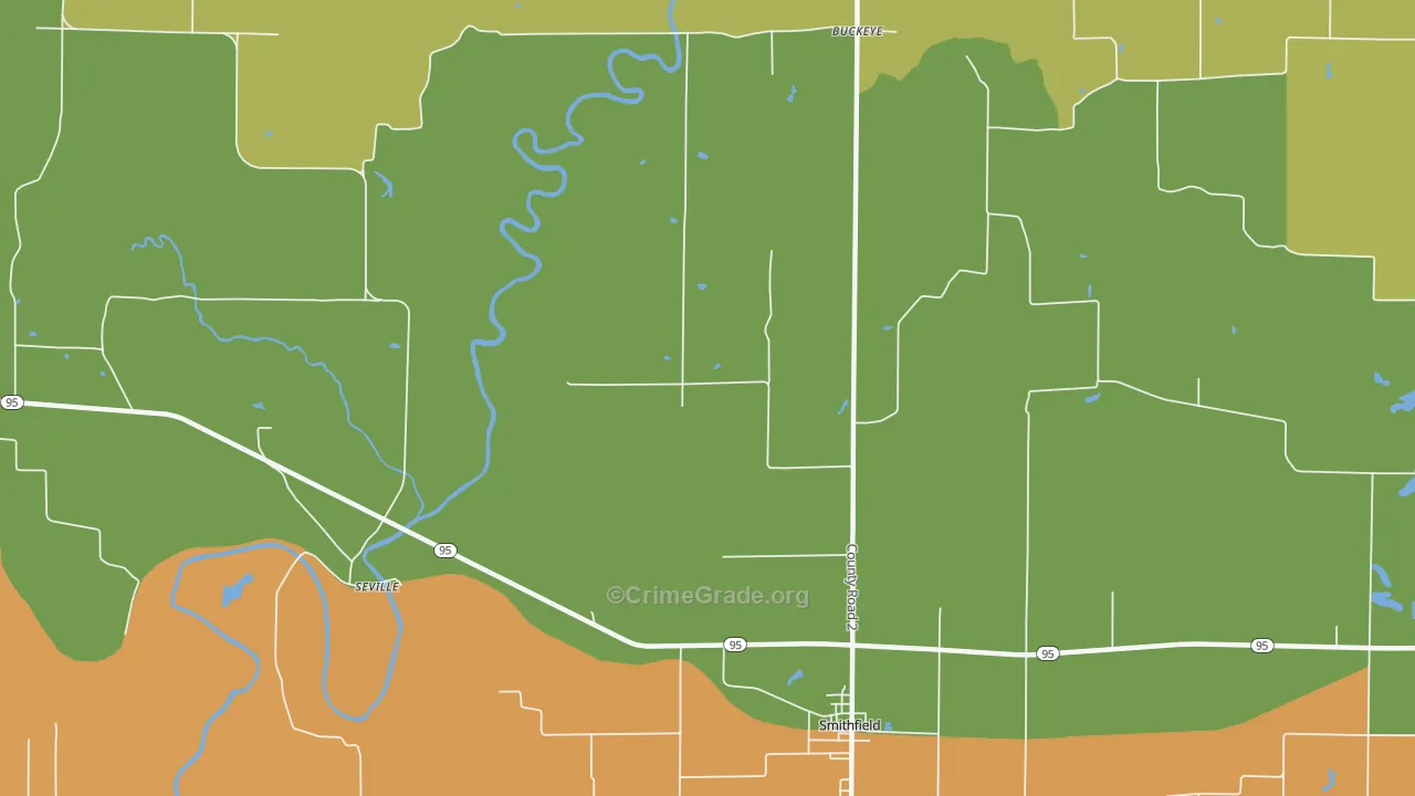 Seville, IL Map of Assault Rates