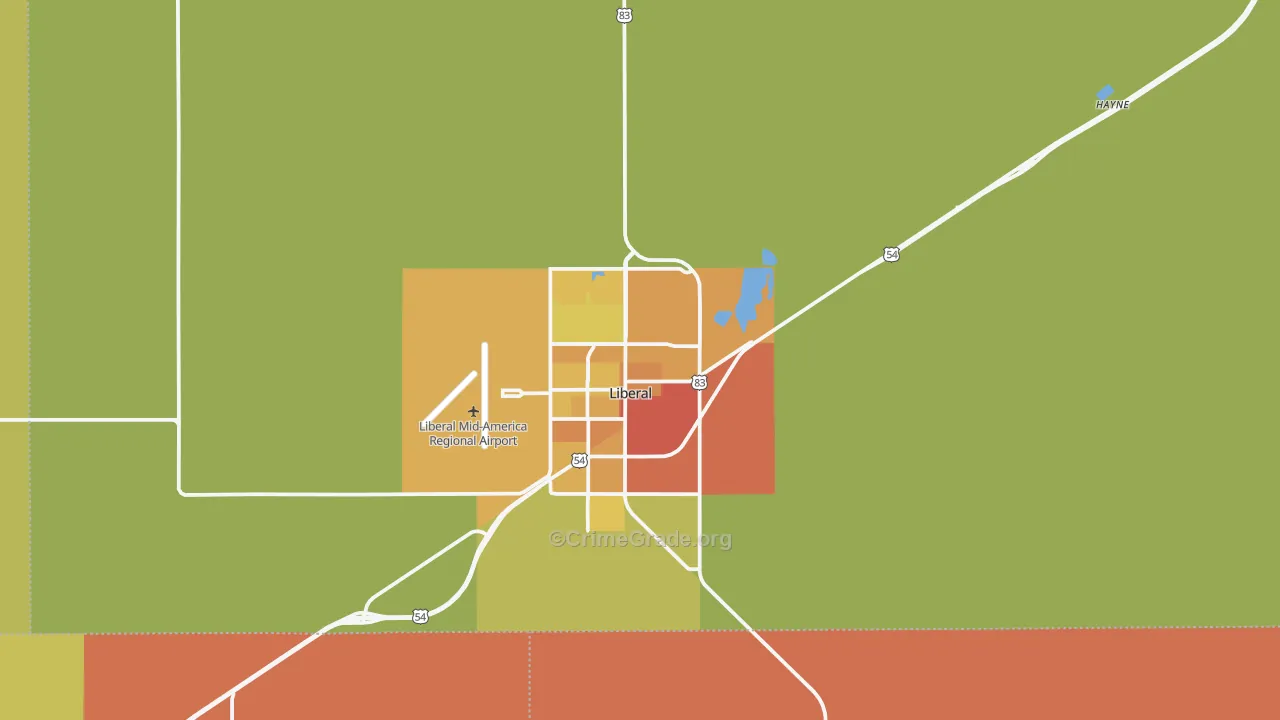 Seward County, KS Map of Assault Rates