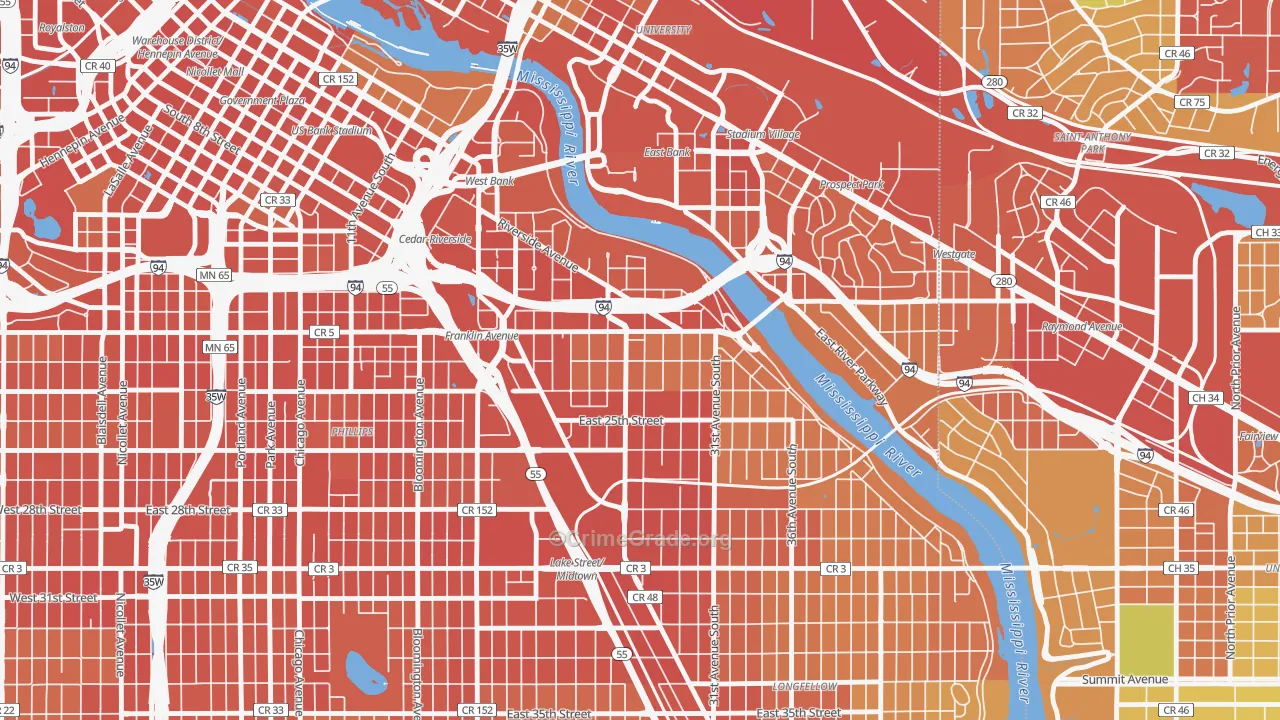 Seward, Minneapolis, MN Map of Assault Rates