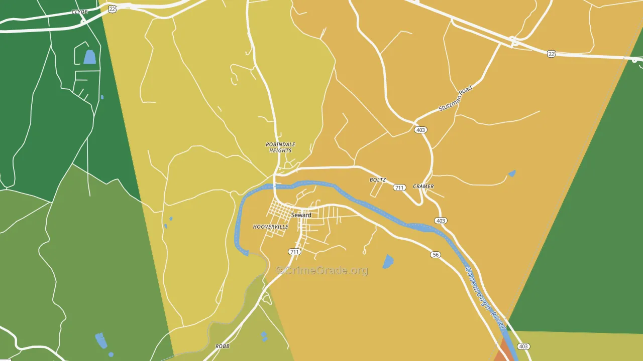Seward, PA Map of Assault Rates
