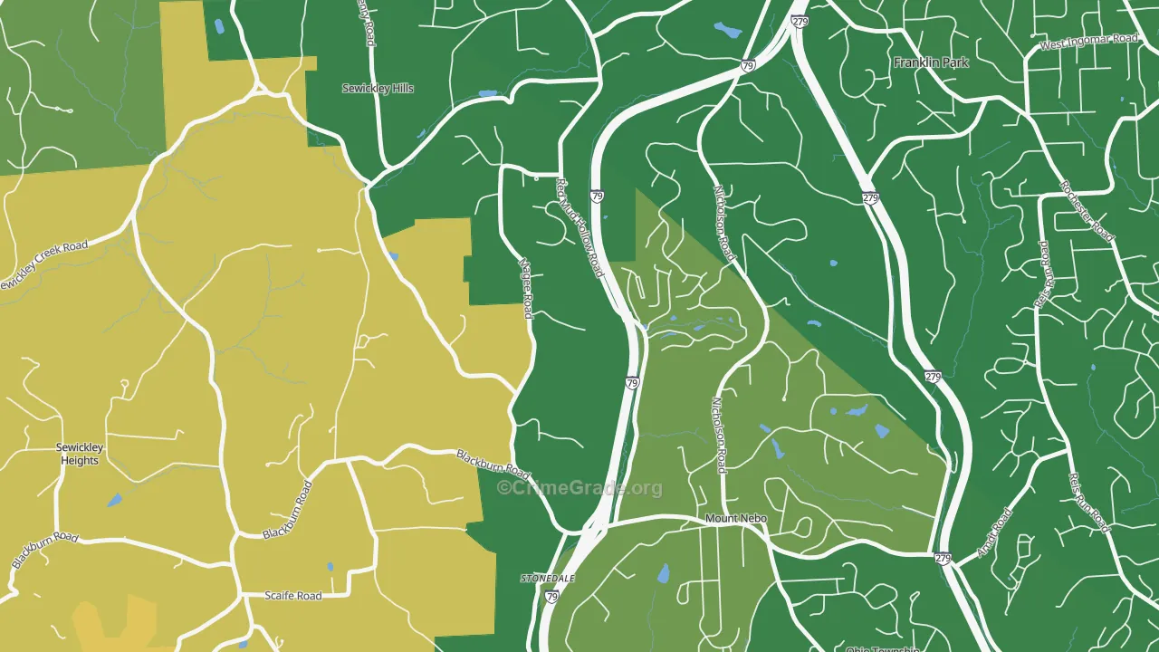Sewickley Hills, PA Map of Assault Rates