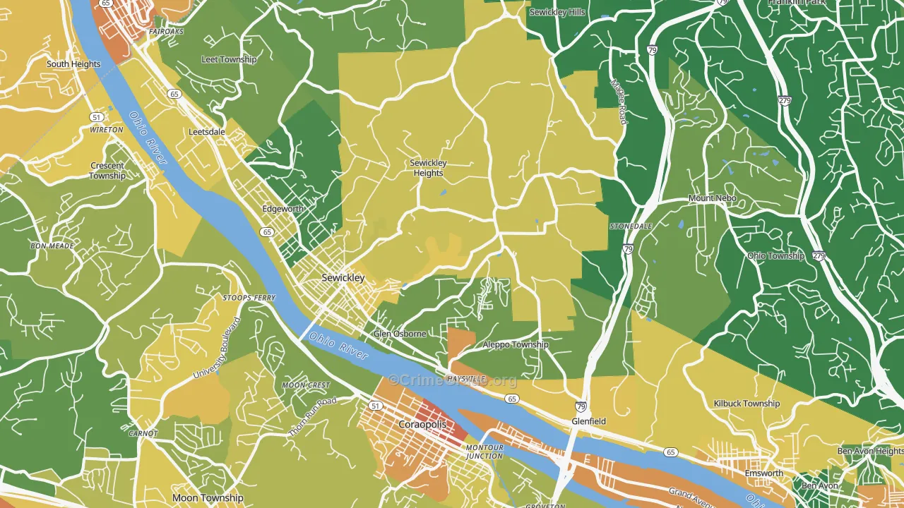 Sewickley, PA Map of Assault Rates