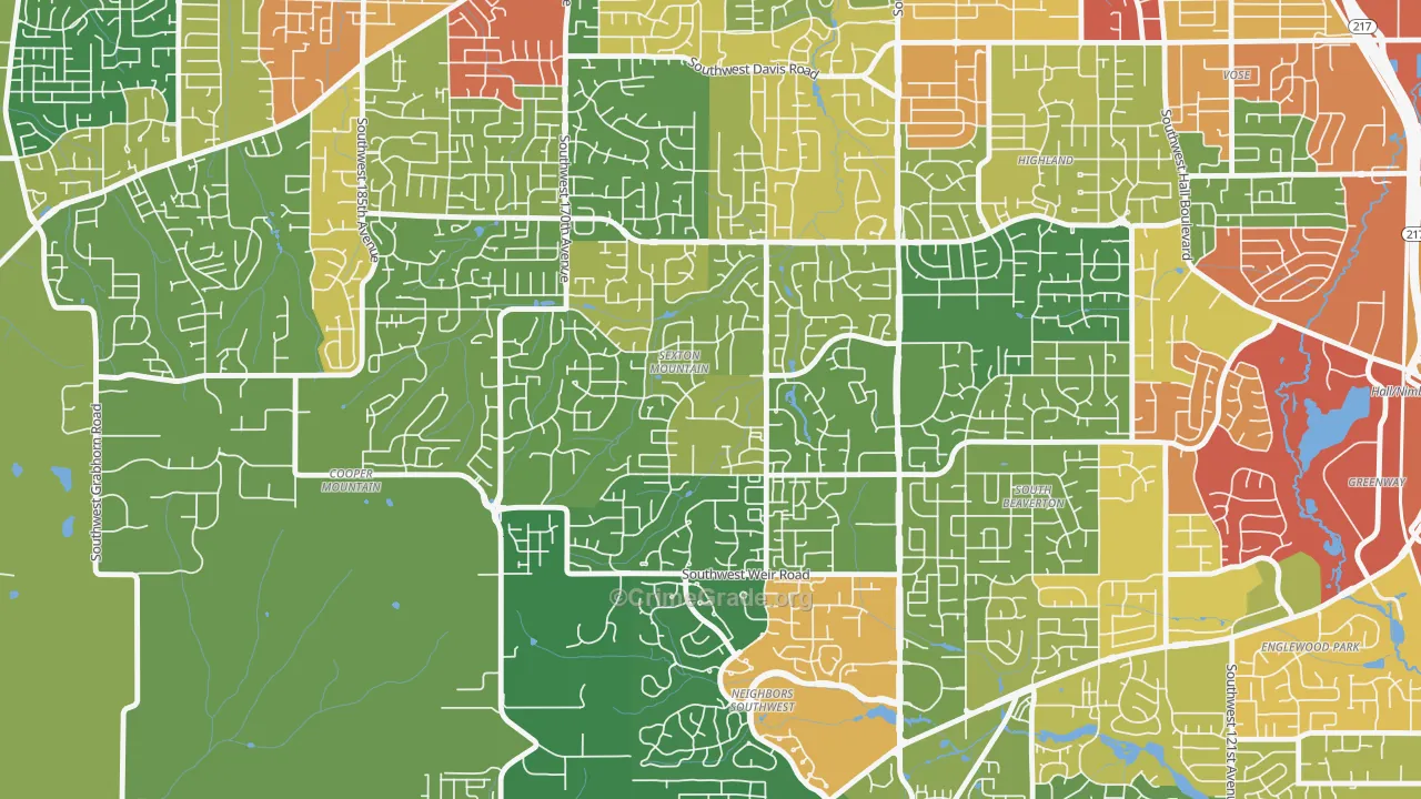 Sexton Mountain, Beaverton, OR Map of Assault Rates