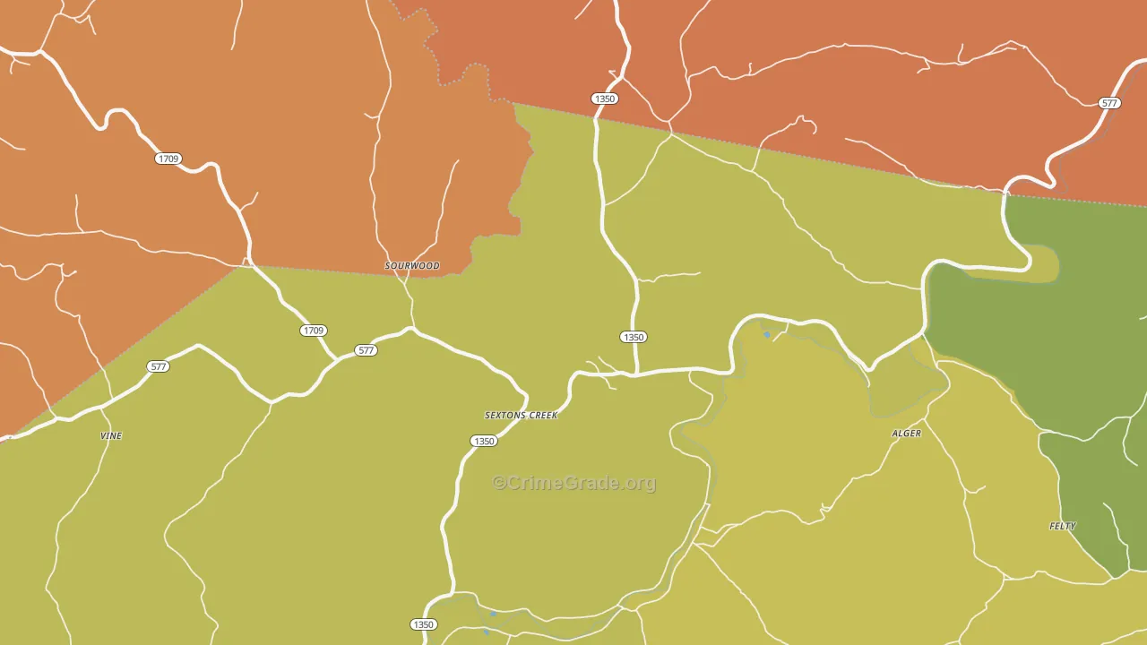 Sextons Creek, KY Map of Assault Rates
