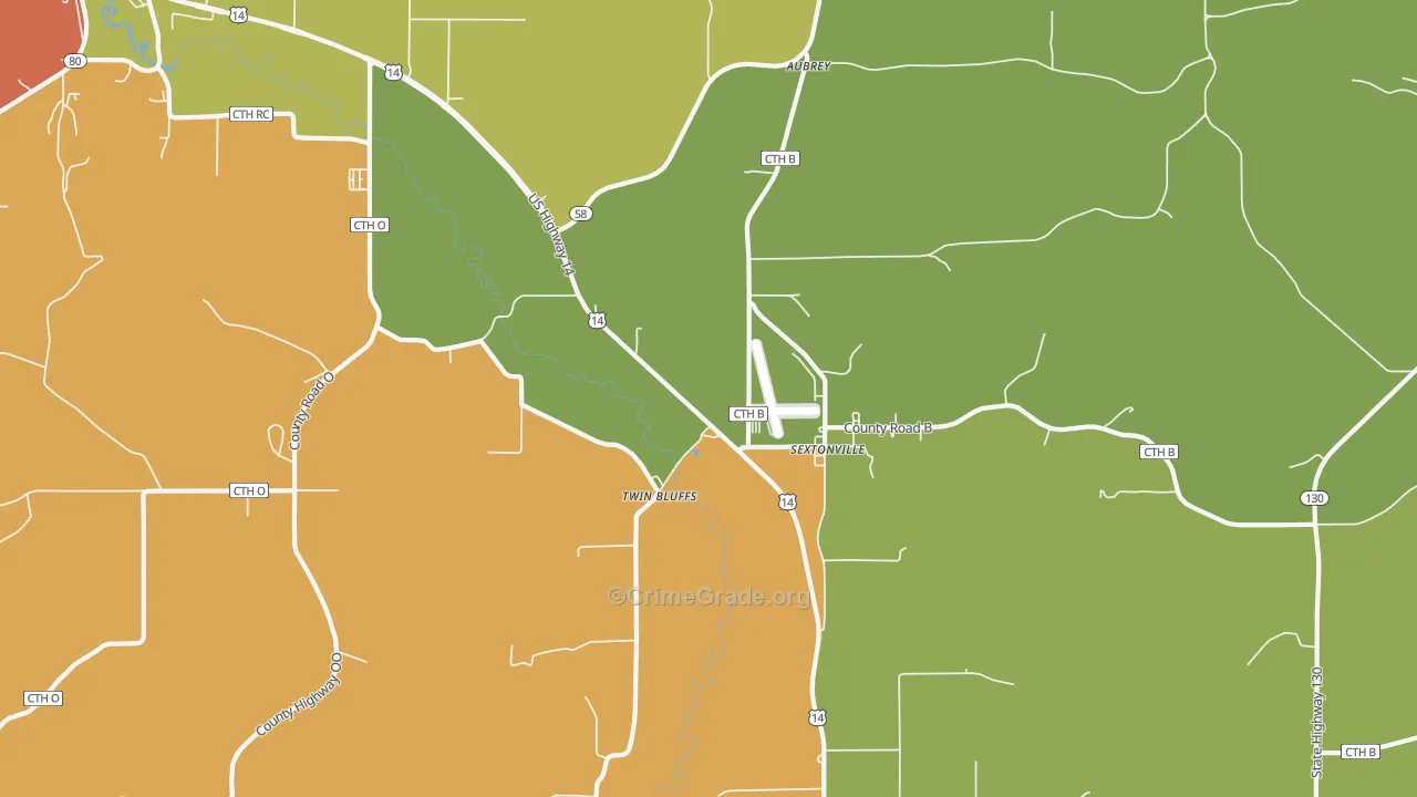 Sextonville, WI Map of Assault Rates