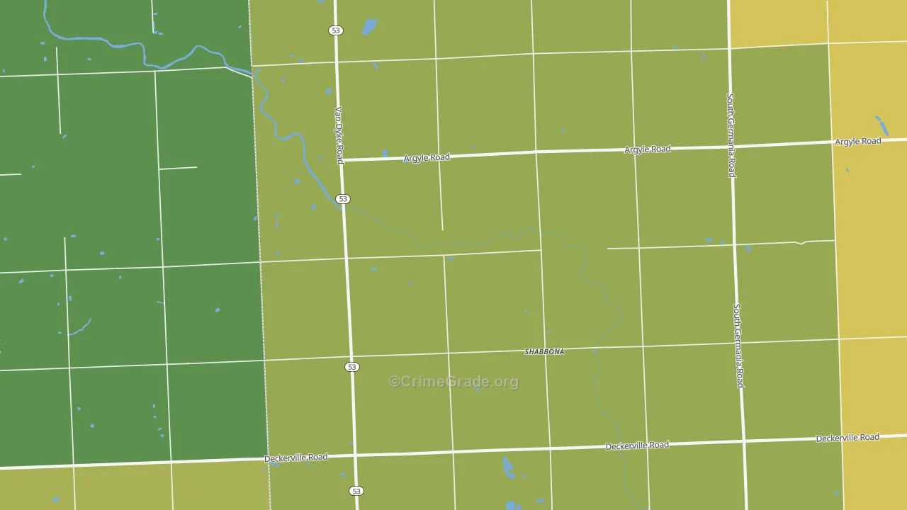 Shabbona, MI Map of Assault Rates