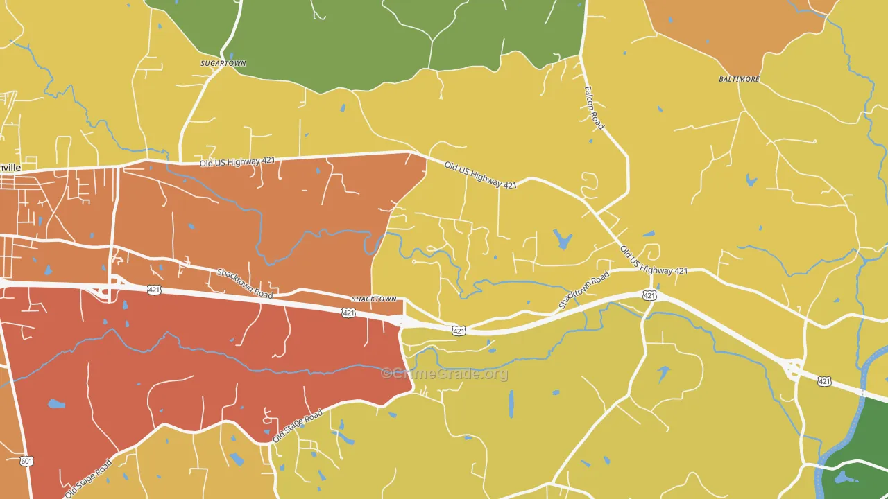 Shacktown, NC Map of Assault Rates