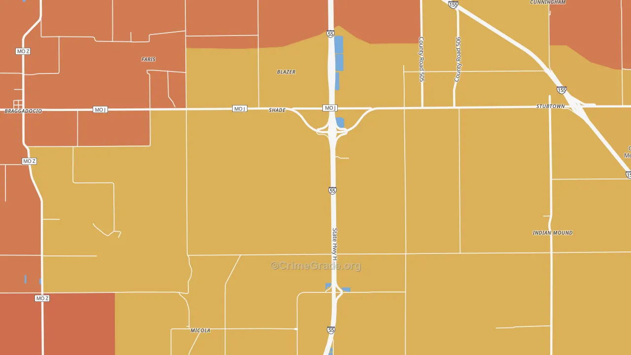 Shade, MO Map of Assault Rates