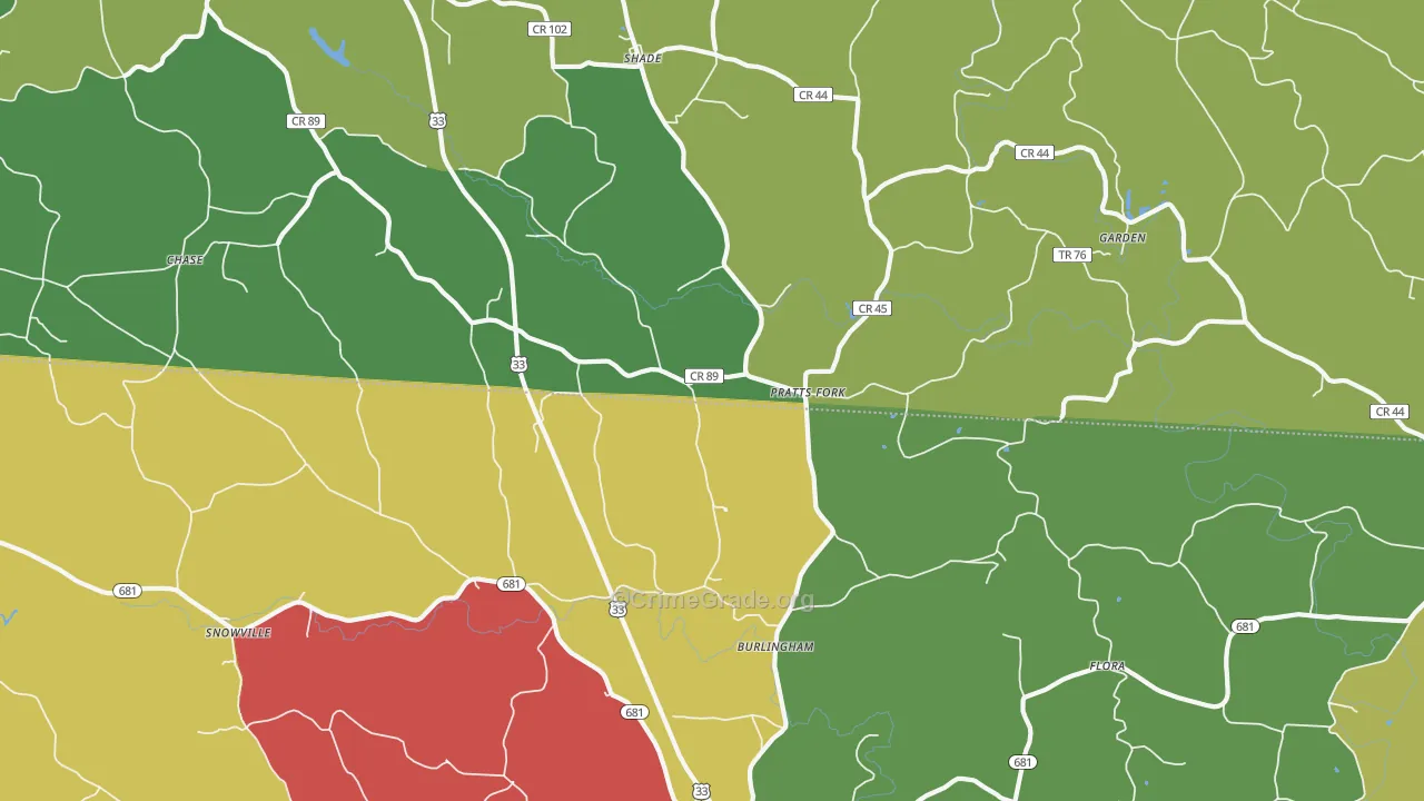 Shade, OH Map of Assault Rates
