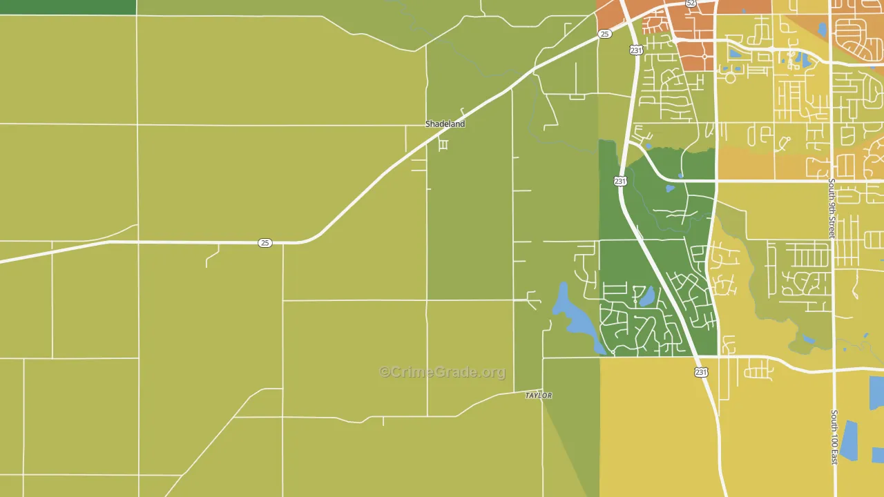 Shadeland, IN Map of Assault Rates