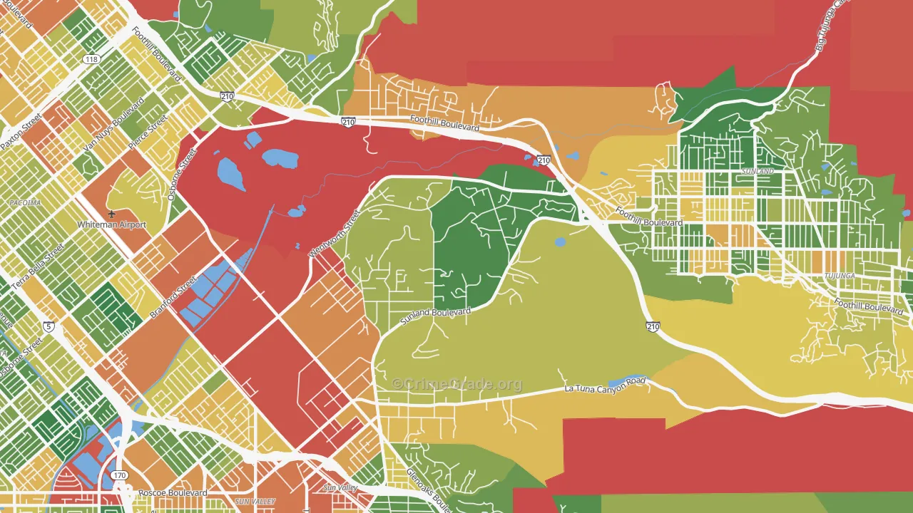 Shadow Hills, Sunland, CA Map of Assault Rates