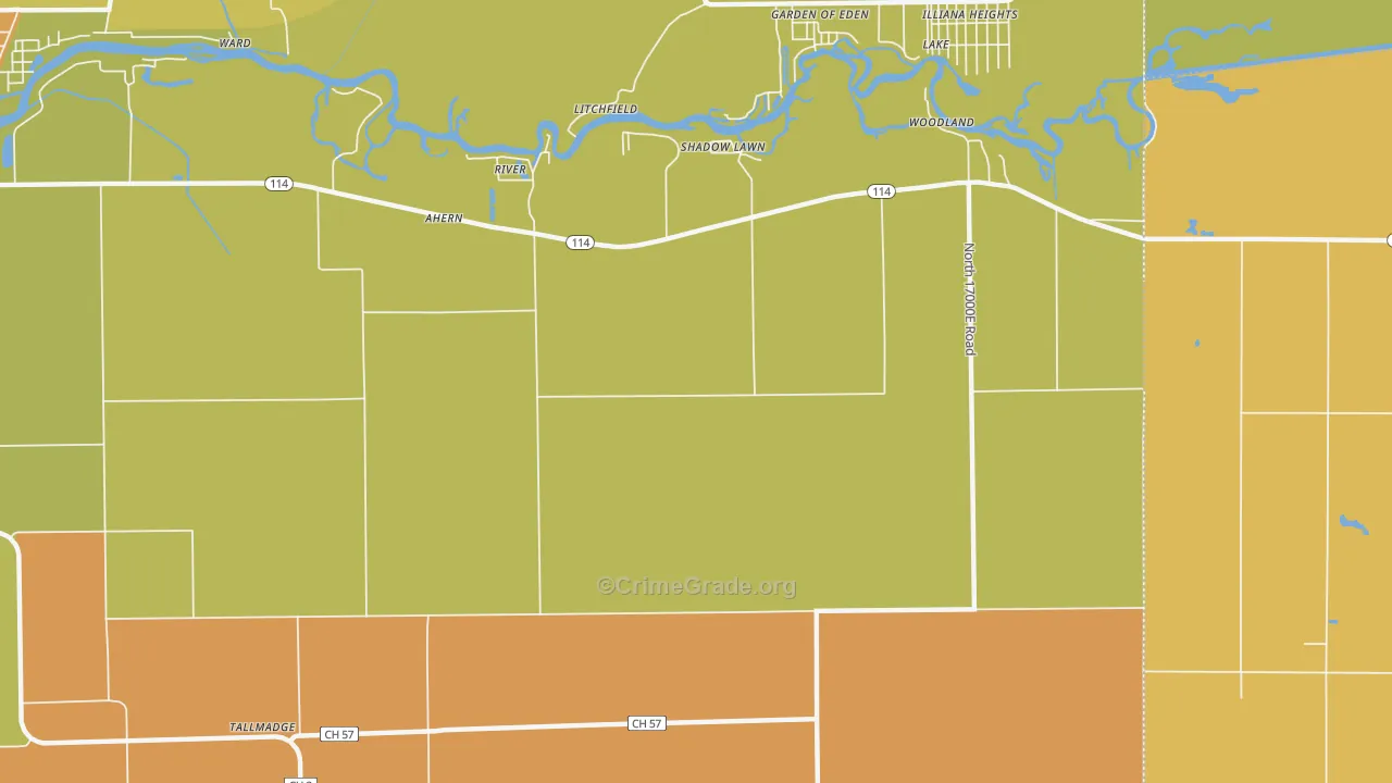 Shadow Lawn, IL Map of Assault Rates