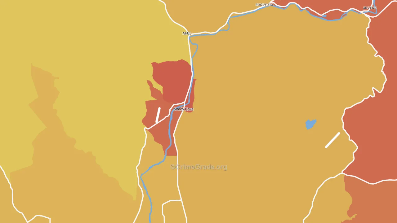 Shady Cove, OR Map of Assault Rates