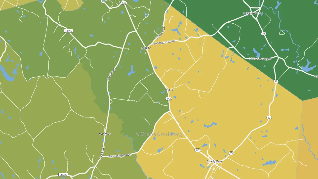Shady Dale, GA Map of Assault Rates
