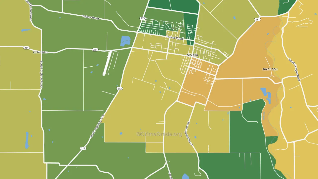 Shady Dell, OR Map of Assault Rates