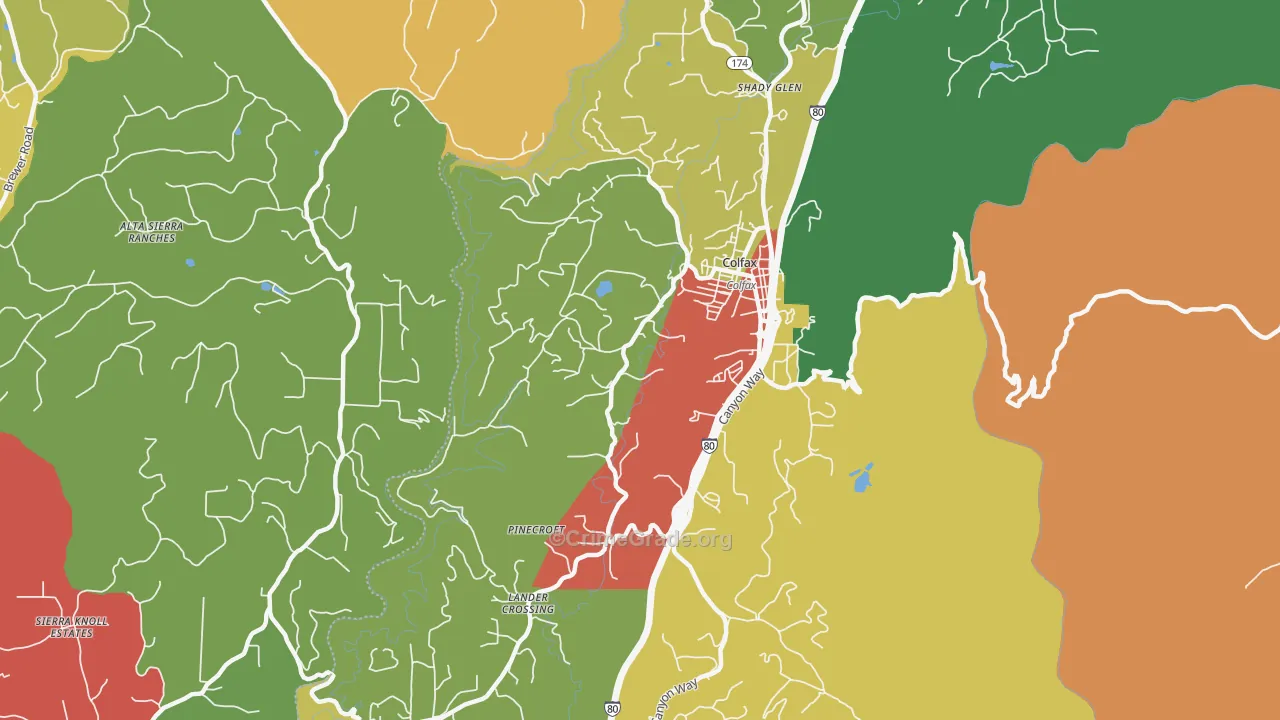 Shady Glen, CA Map of Assault Rates