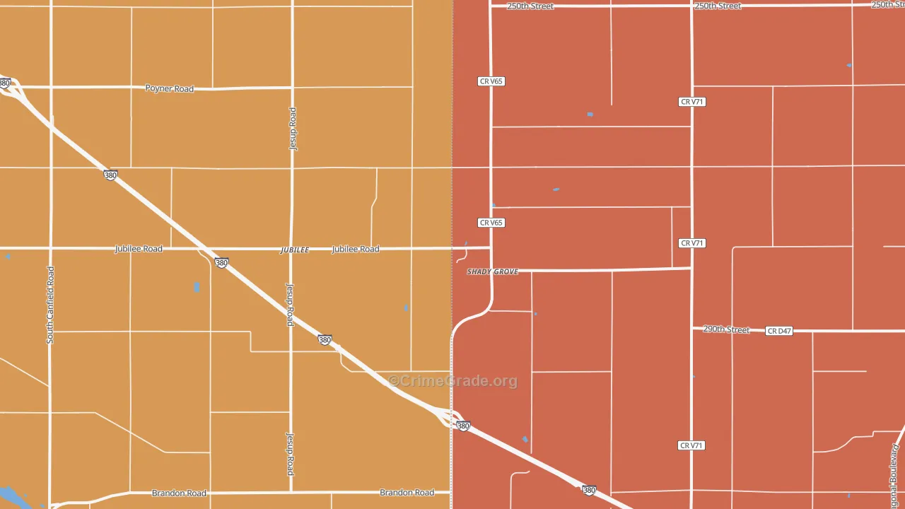 Shady Grove, IA Map of Assault Rates