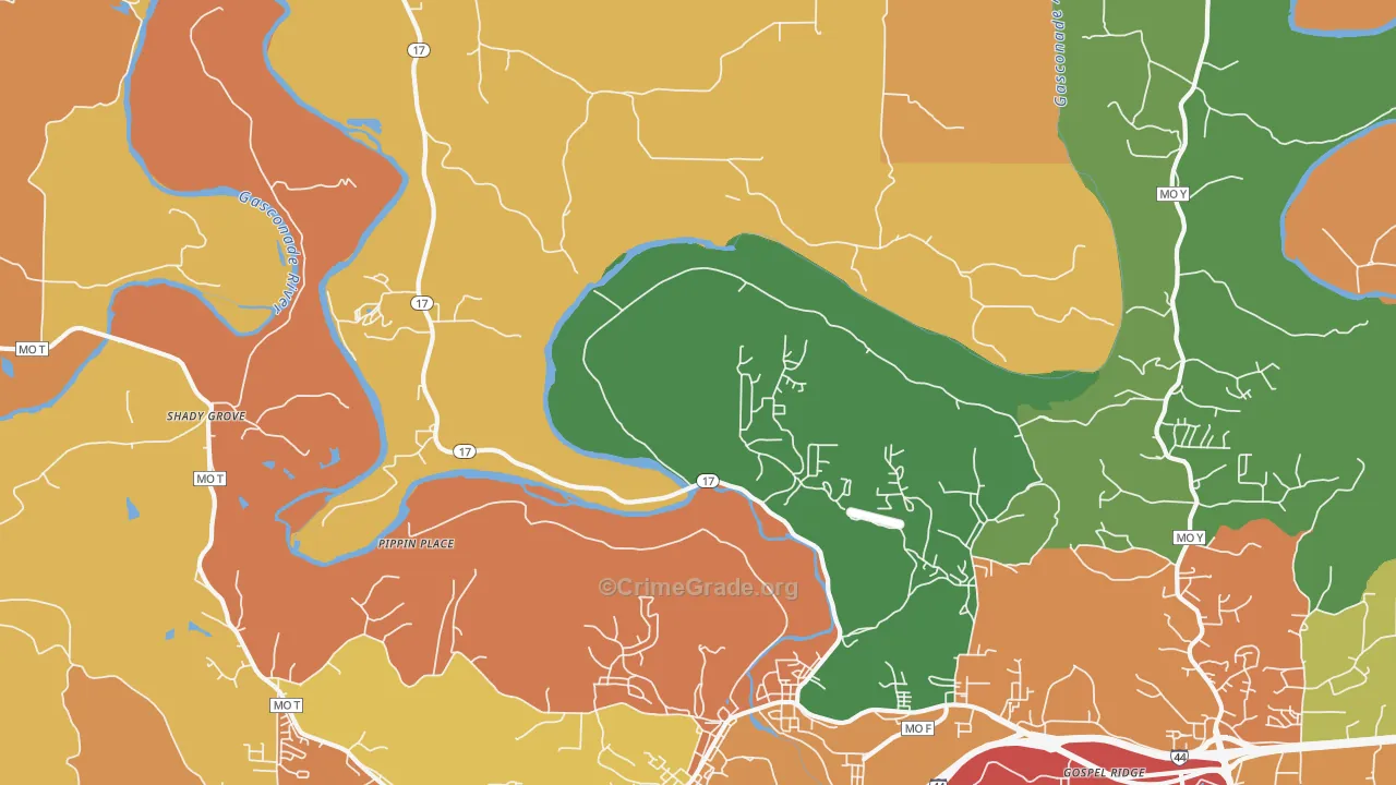 Shady Grove, MO Map of Assault Rates