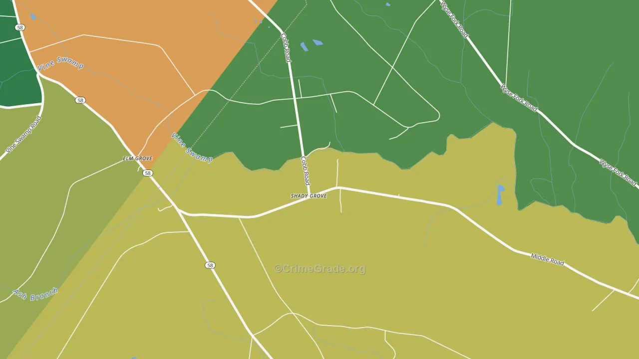 Shady Grove, NC Map of Assault Rates