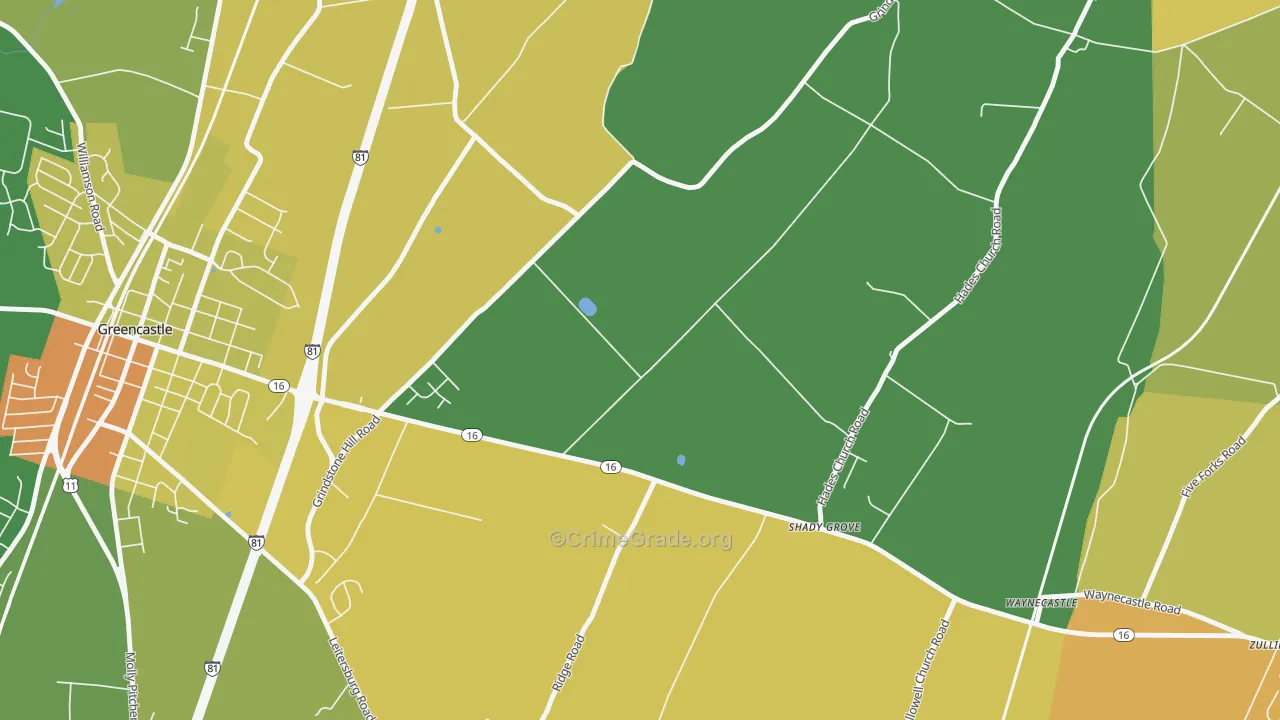 Shady Grove, PA Map of Assault Rates