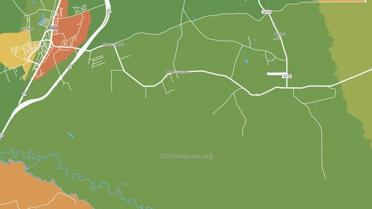 Shady Grove, TX Map of Assault Rates