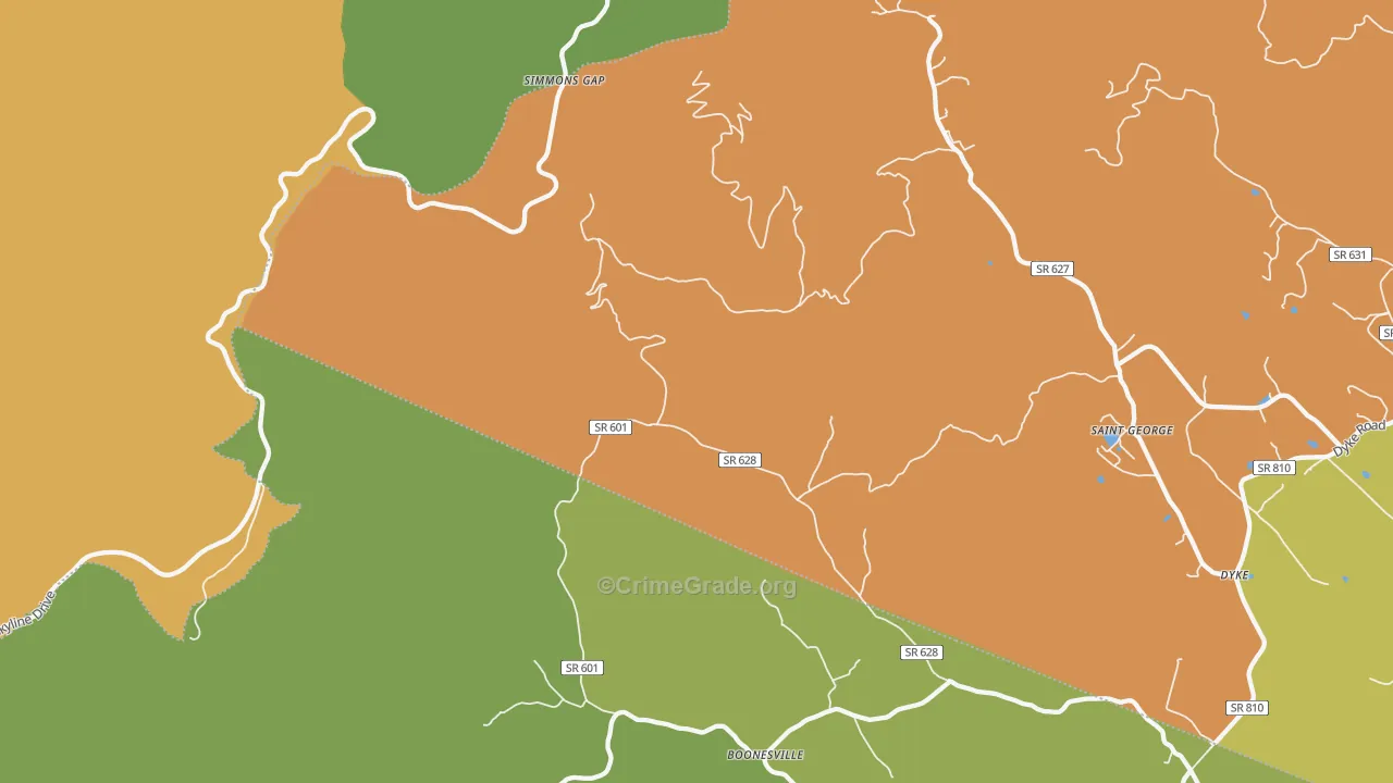Shady Grove, VA Map of Assault Rates