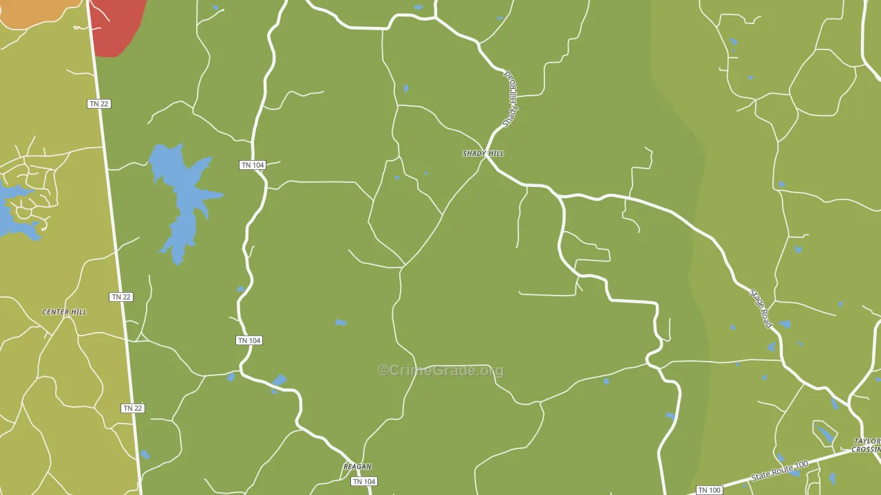 Shady Hill, TN Map of Assault Rates