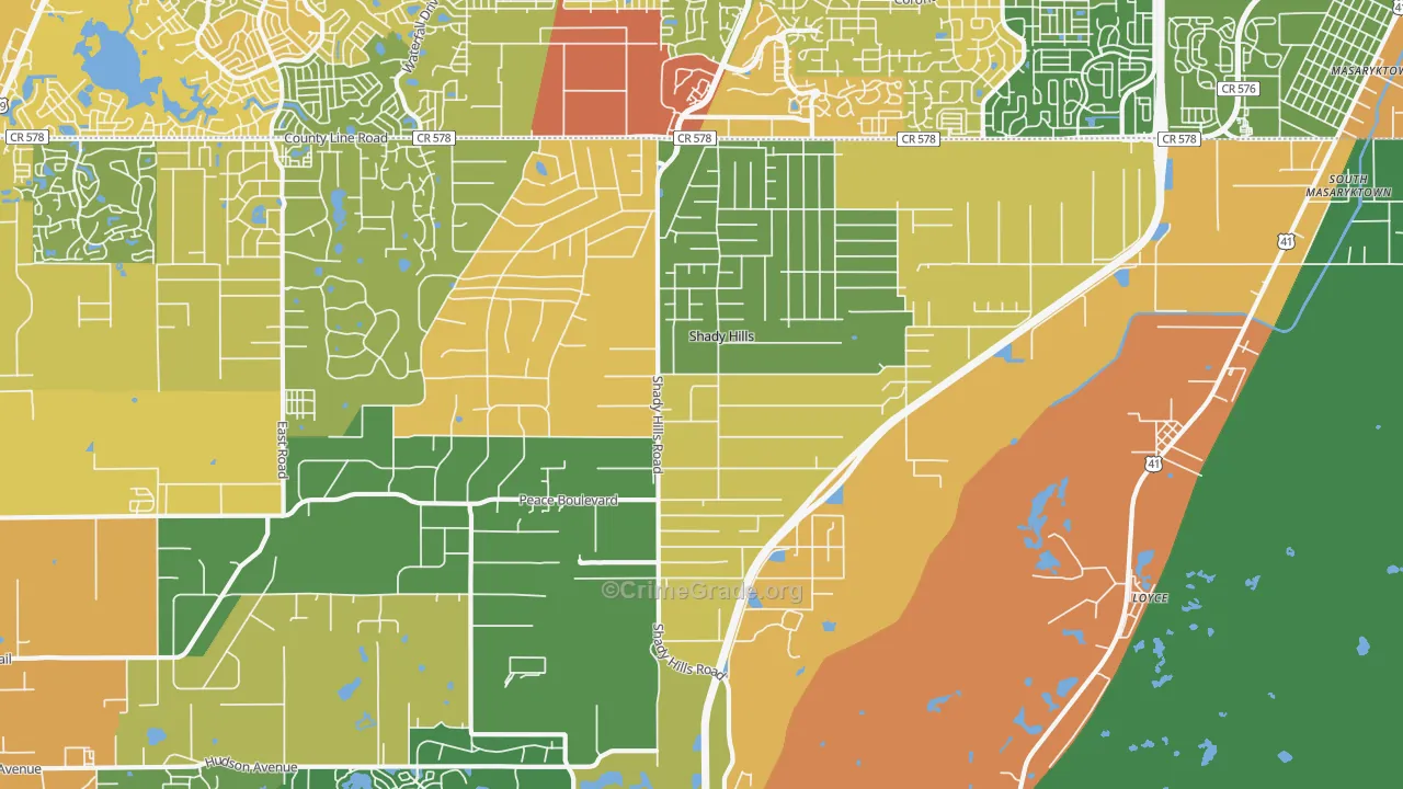 Shady Hills, FL Map of Assault Rates