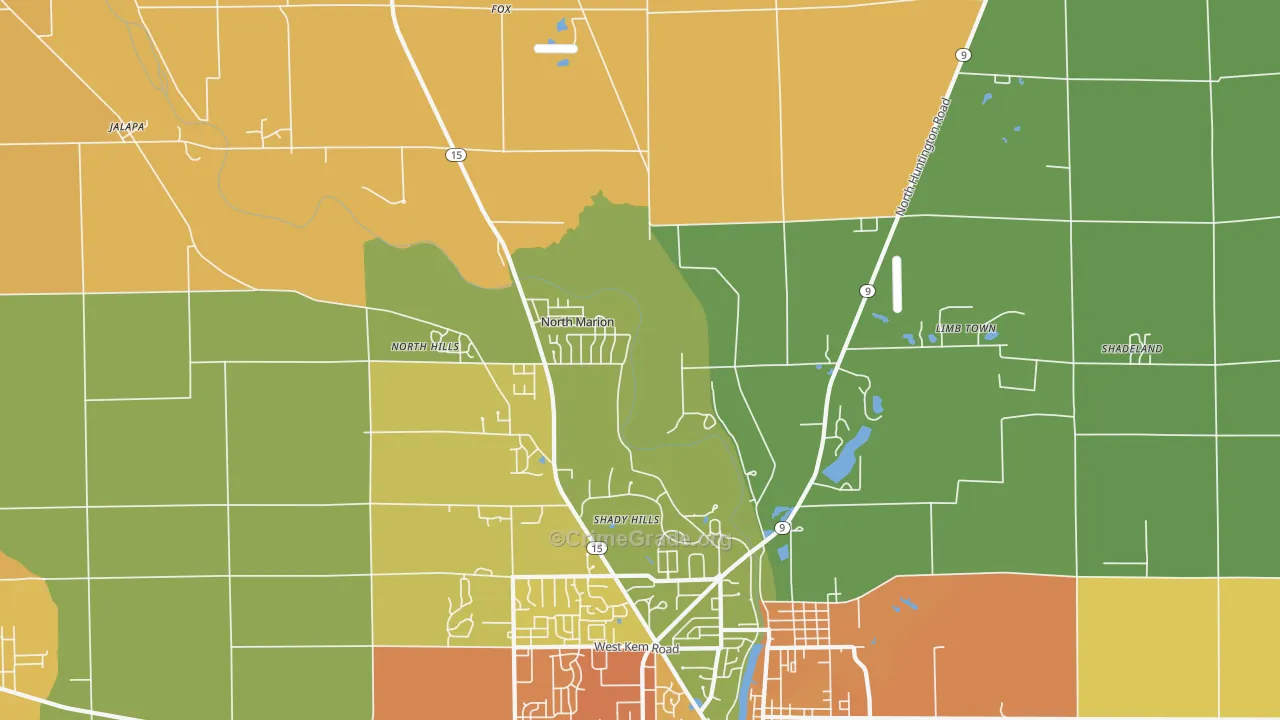 Shady Hills, IN Map of Assault Rates