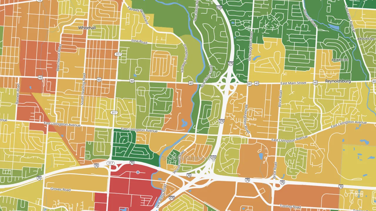 Shady Lane, Columbus, OH Map of Assault Rates