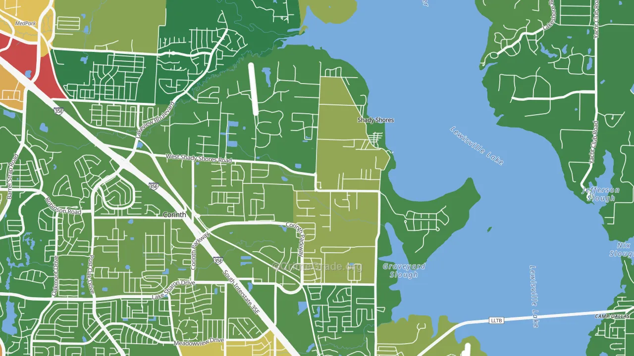 Shady Shores, TX Map of Assault Rates
