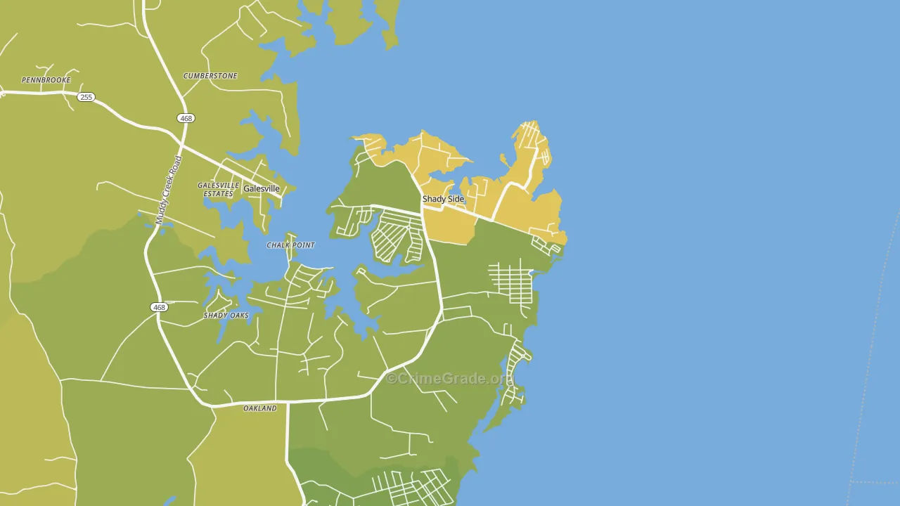Shady Side, MD Map of Assault Rates