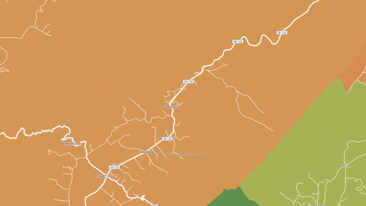 Shady Valley, TN Map of Assault Rates