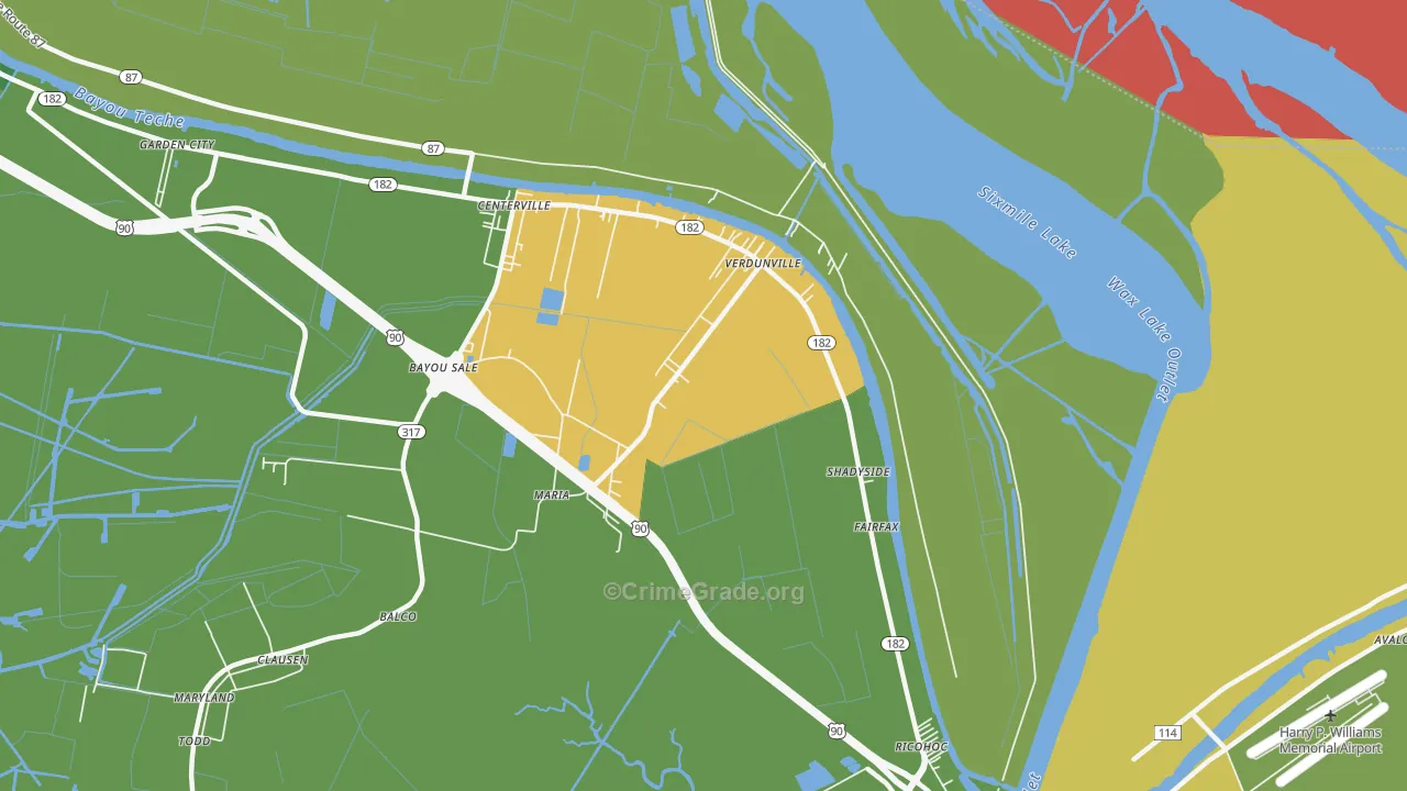 Shadyside, LA Map of Assault Rates