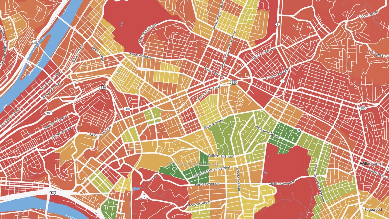 Shadyside, Pittsburgh, PA Map of Assault Rates