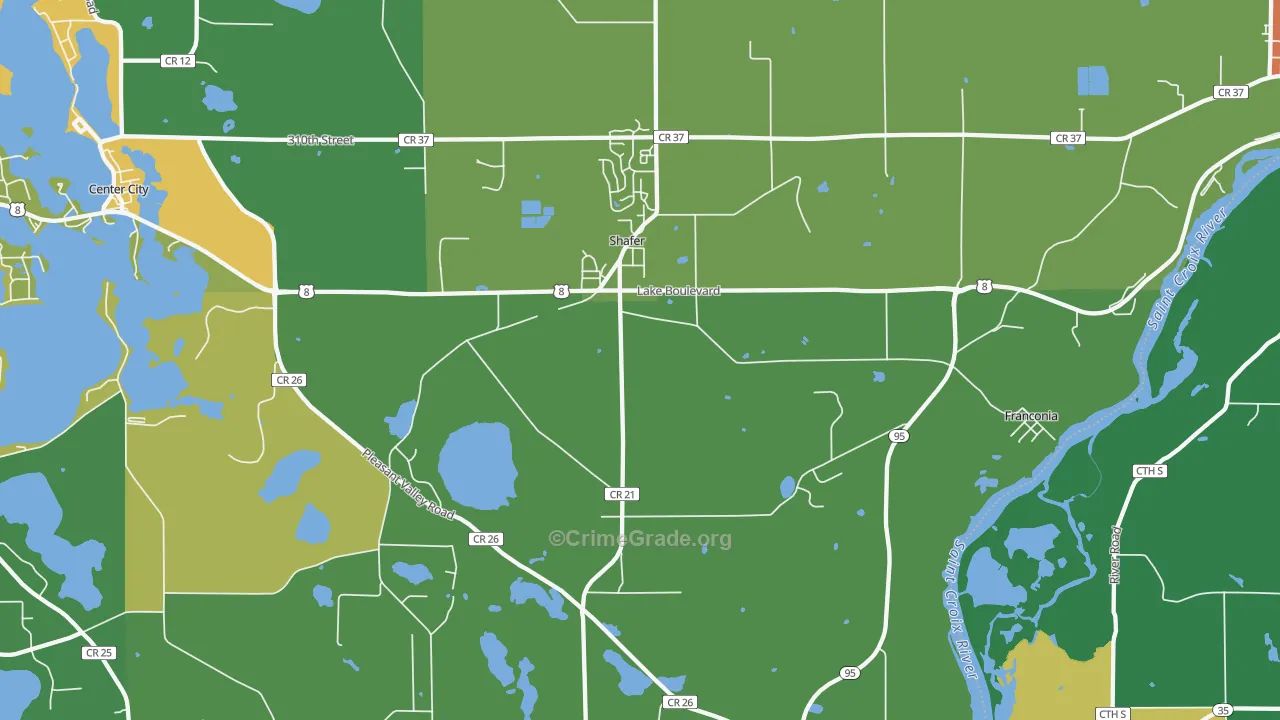 Shafer, MN Map of Assault Rates
