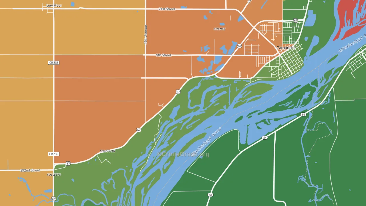 Shaffton, IA Map of Assault Rates