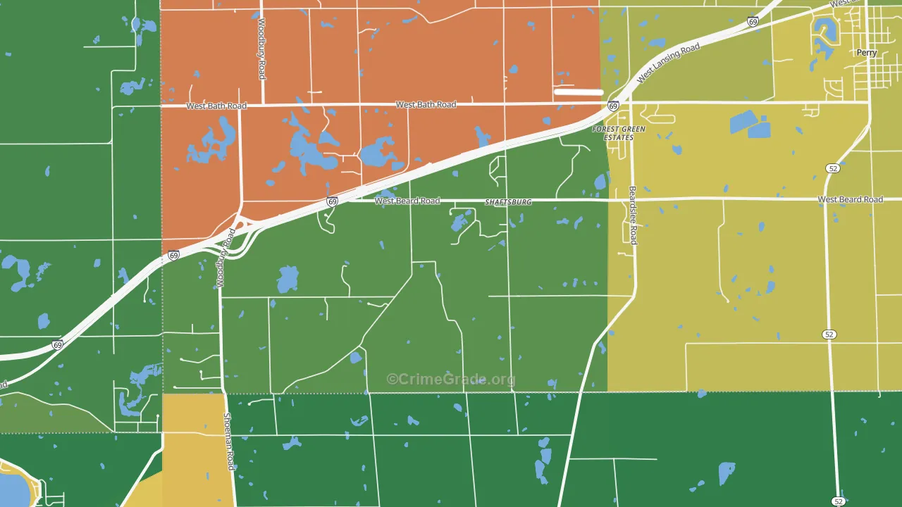 Shaftsburg, MI Map of Assault Rates