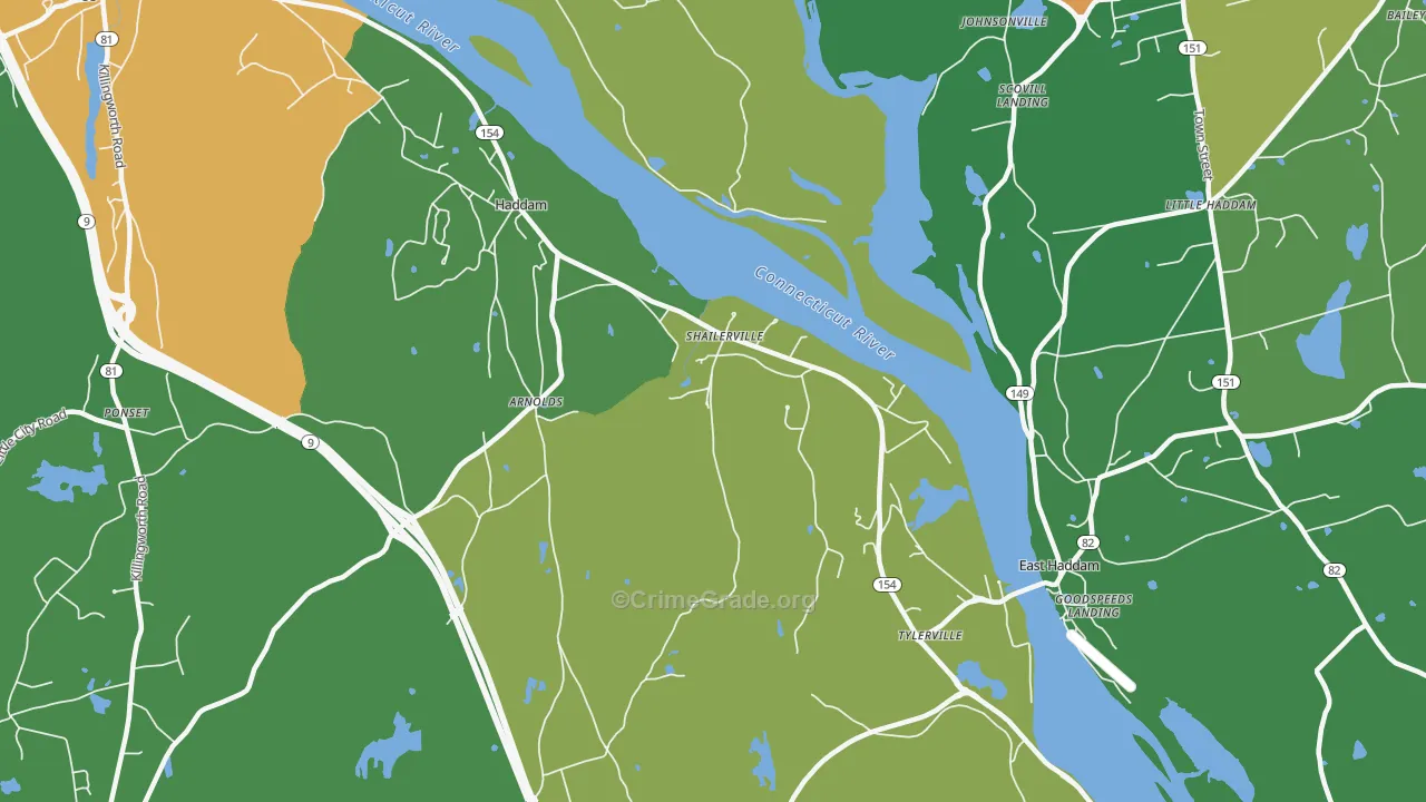 Shailerville, CT Map of Assault Rates
