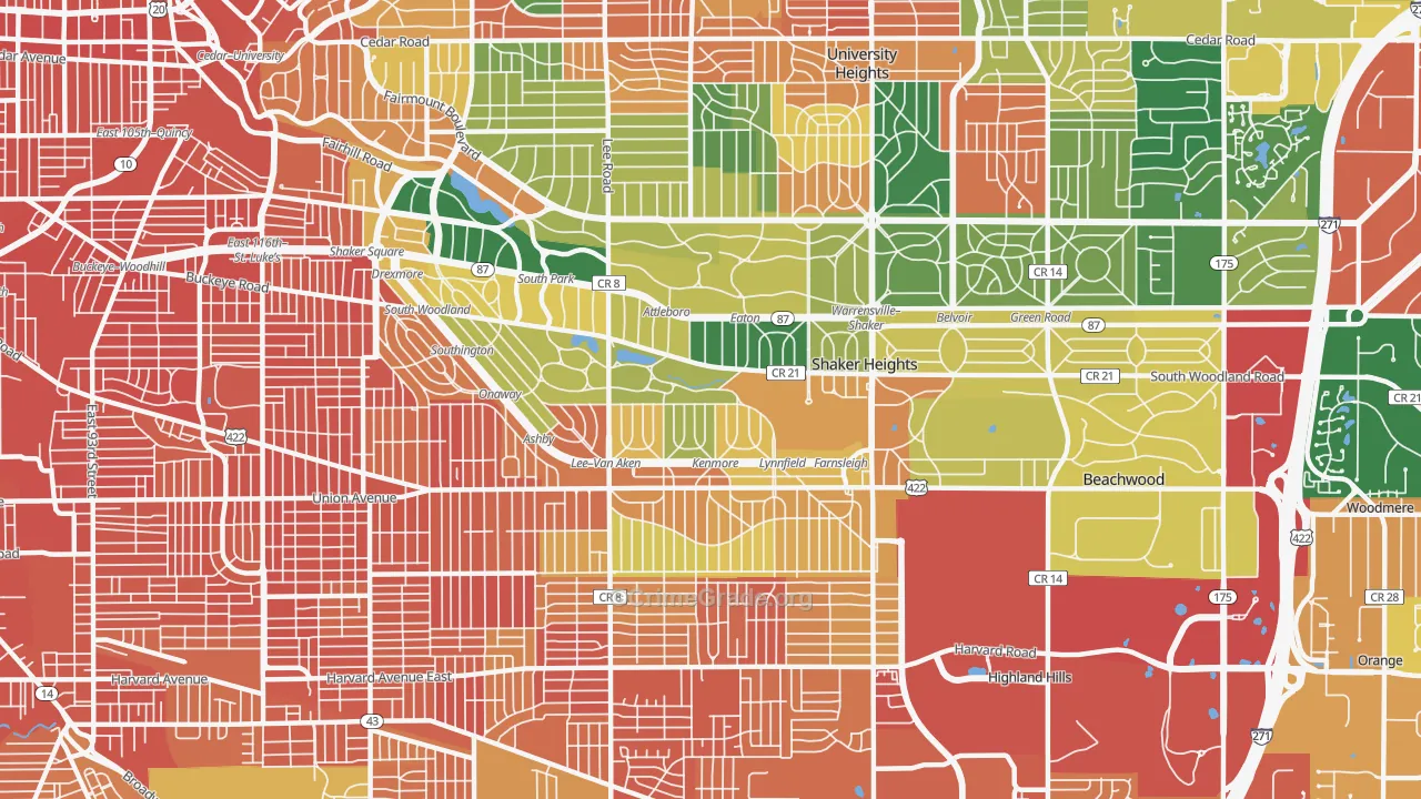 Shaker Heights, OH Map of Assault Rates