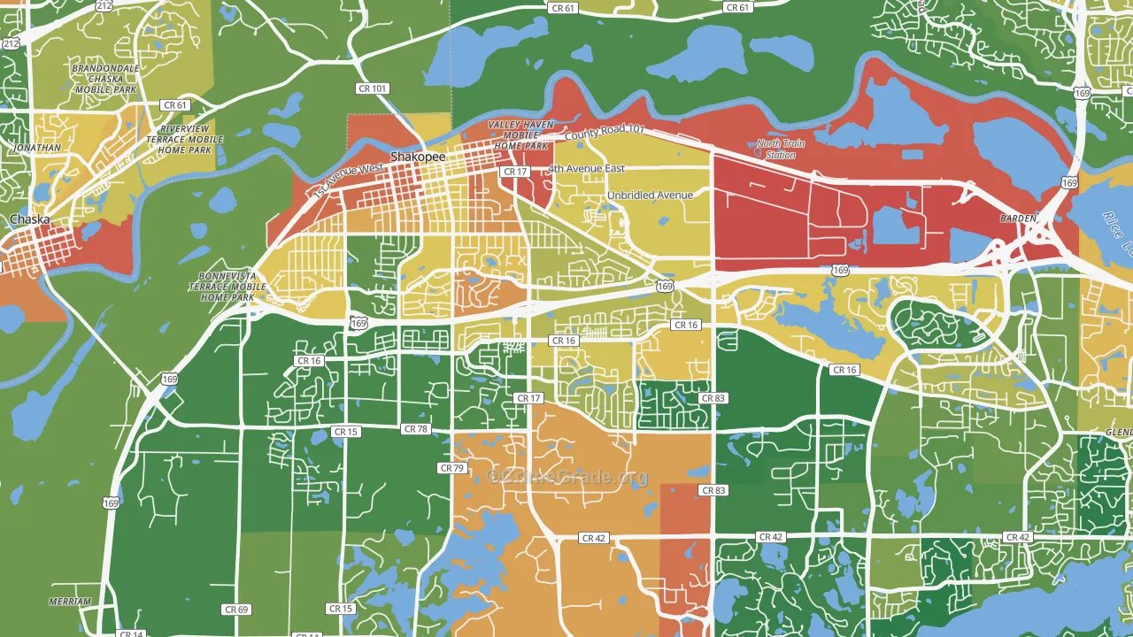 Shakopee, MN Map of Assault Rates