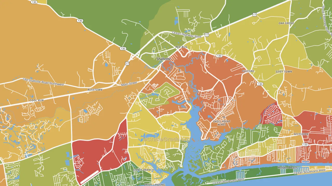 Shallotte, NC Map of Assault Rates